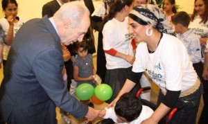 Shimon Peres visits Aleh in Israel and meets the children, staff and volunteers